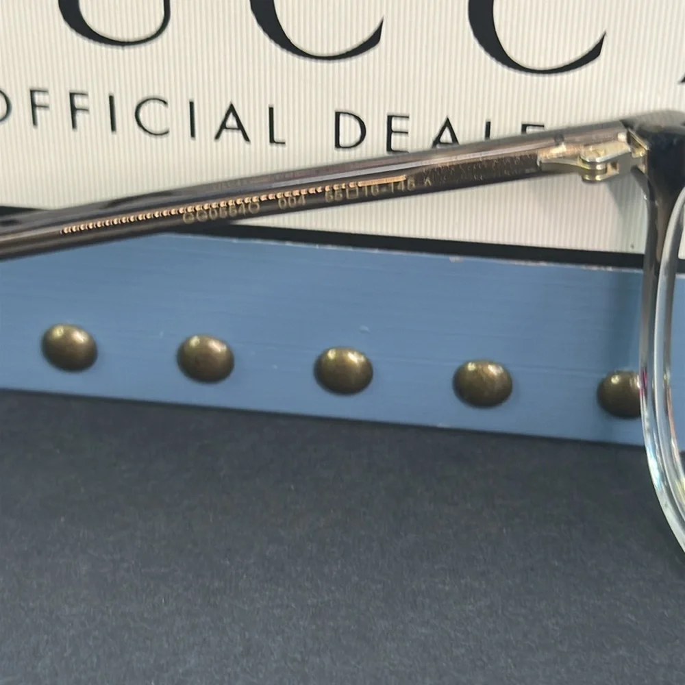 Gucci GG0554O 004 Grey/Clear Rectangular Men's Eyeglasses